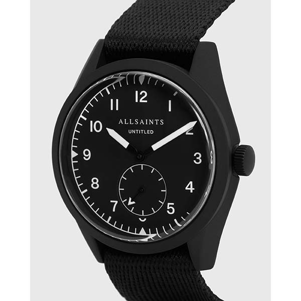 Allsaints Australia Mens Untitled I Stainless Steel Nylon Watch Black AU48-492